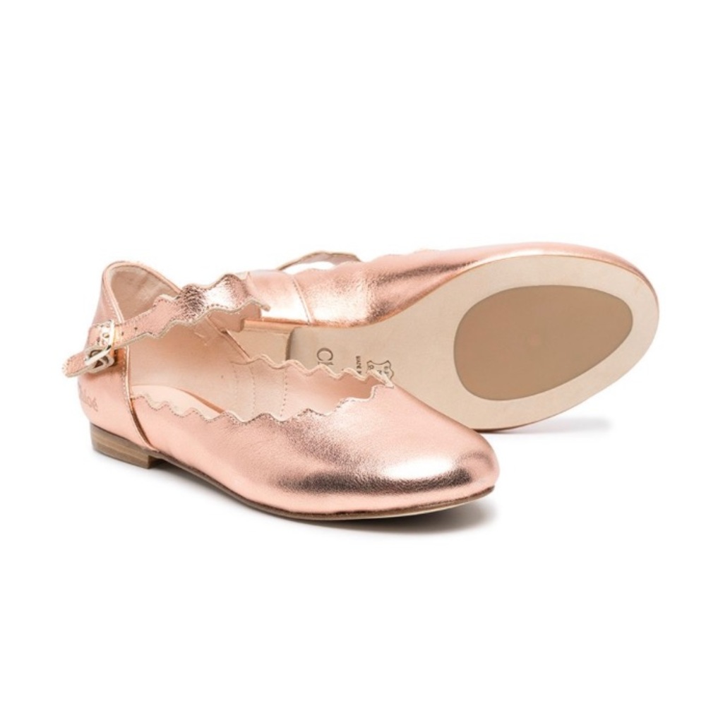 Chloe EU35 Rose Gold Girls Ballerinas